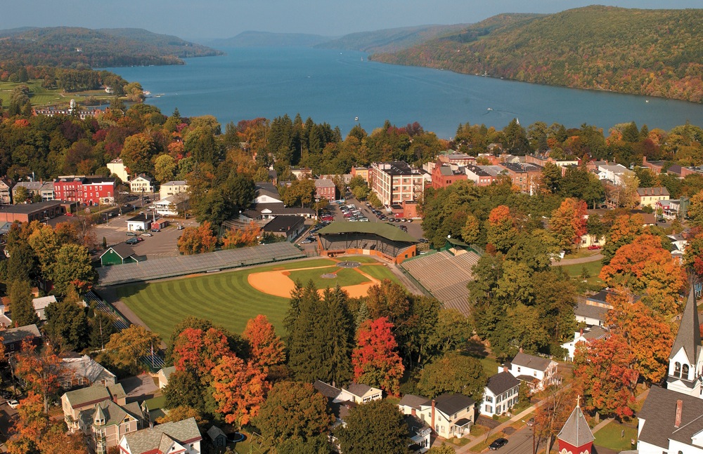 Aerial photo of Cooperstown NY.