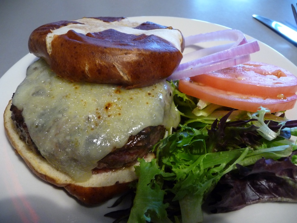 Burger from Council Rock Brewery, Cooperstown NY.